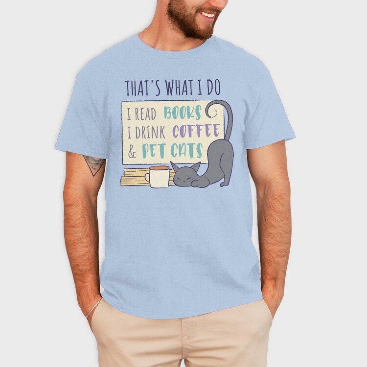 Books Cats And Coffee Pet, Tricou Barbati (Unisex)