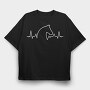 Horse Heartbeat Line, Tricou Oversize Barbati (Unisex)