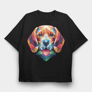 Geometric Beagle, Tricou Oversize Barbati (Unisex)