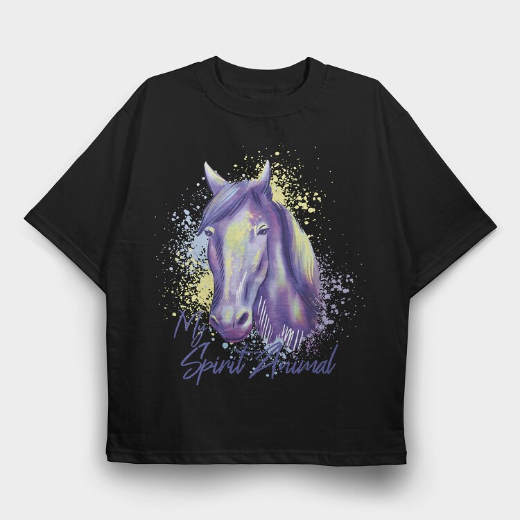 Horse Spirit Animal Watercolor, Tricou Oversize Barbati (Unisex)