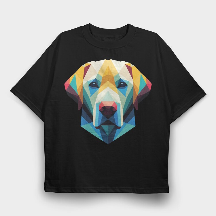 Geometric Labrador Dog Poly, Tricou Oversize Barbati (Unisex)
