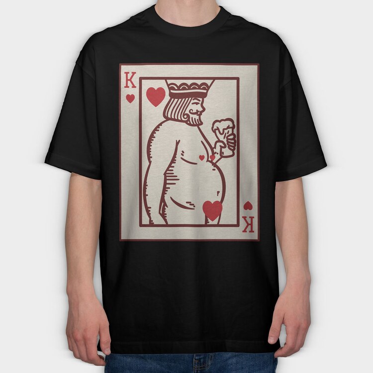 Chubby King Of Hearts Card, Tricou Oversize Barbati (Unisex)