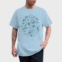 Circle Of Flowers And Leaves Botanical Line Elements, Tricou Barbati (Unisex)