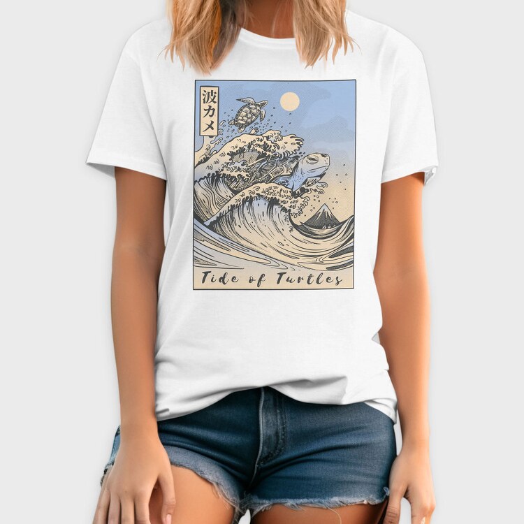 Japanese Turtle Ukiyo Wave Sea, Tricou Barbati (Unisex)