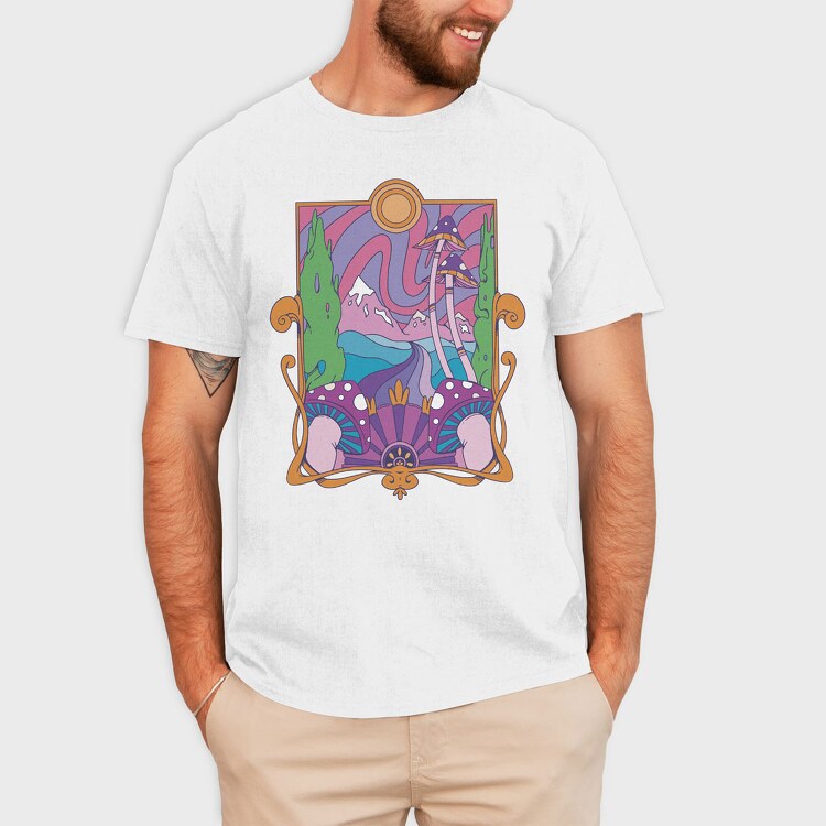 Retro Trippy Landscape, Tricou Barbati (Unisex)