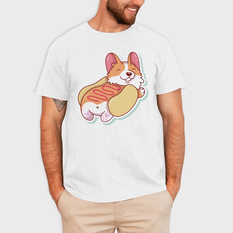 Hotdog Corgi, Tricou Barbati (Unisex)