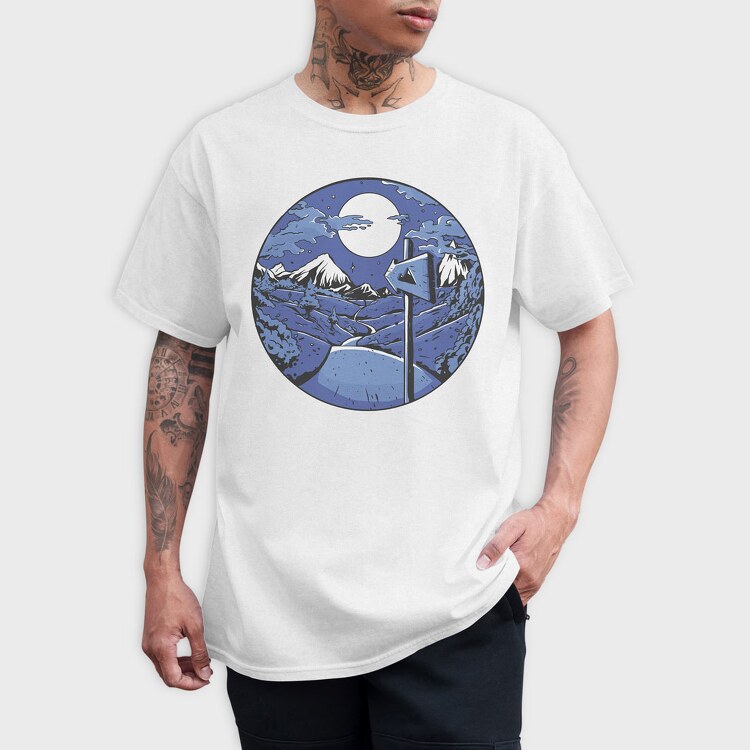 Signpost Mountain Night, Tricou Barbati (Unisex)