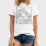 Japanese Wave Line Art, Tricou Barbati (Unisex)