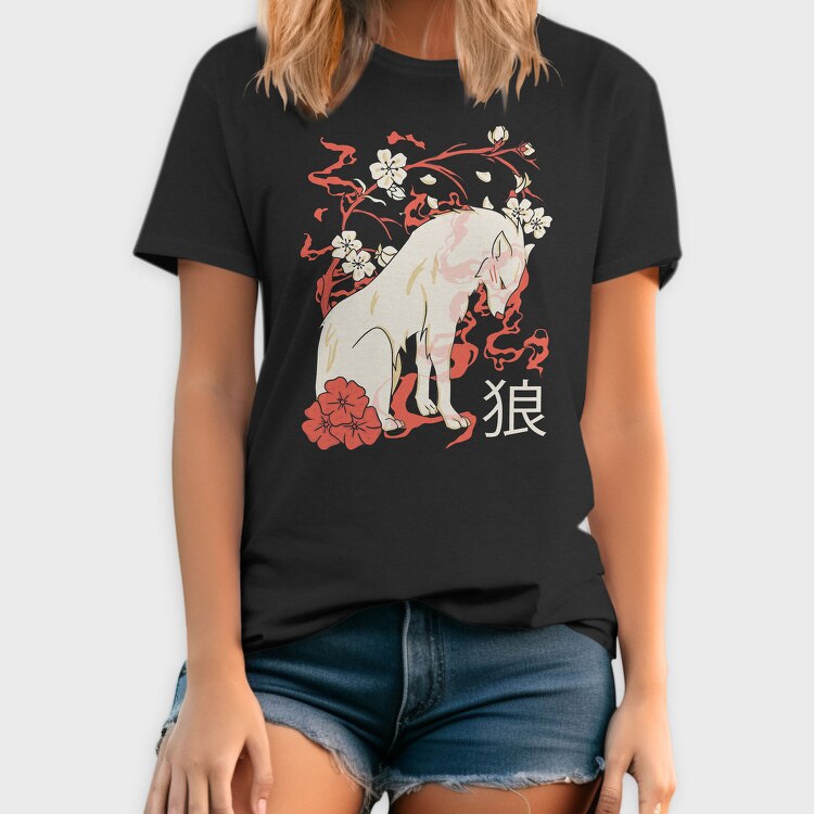 Japanese Wolf Floral, Tricou Barbati (Unisex)