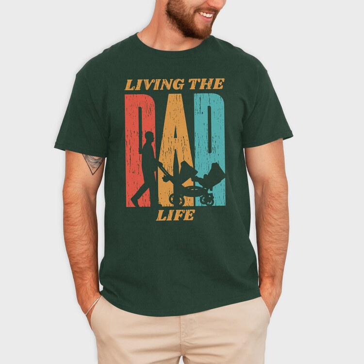 Retro Living The Dad Life Quote, Tricou Barbati (Unisex)