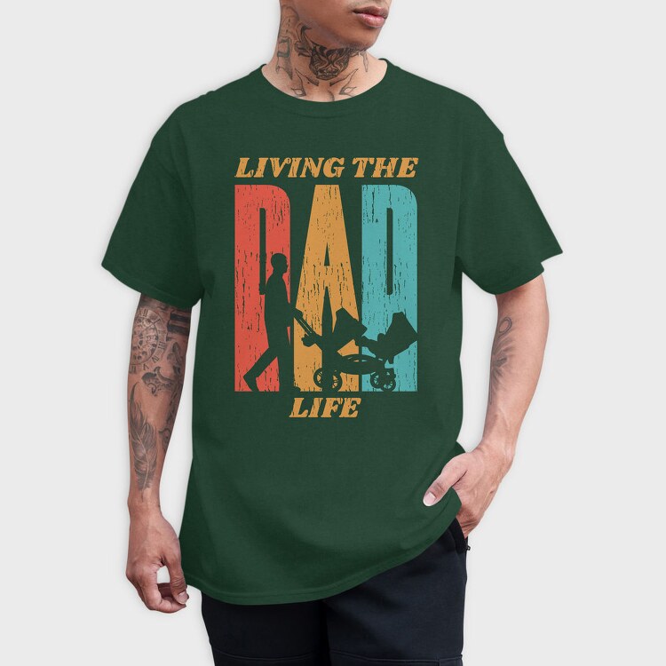 Retro Living The Dad Life Quote, Tricou Barbati (Unisex)