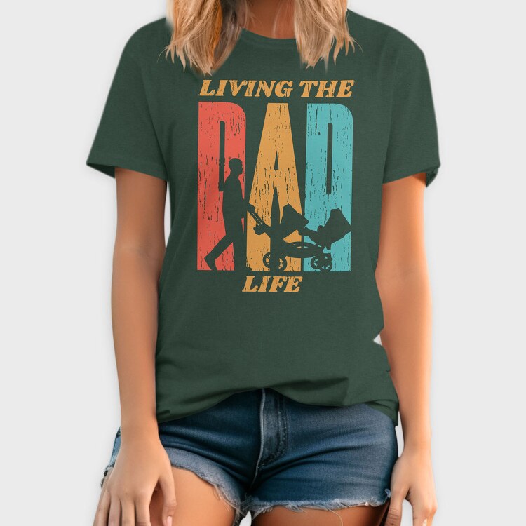 Retro Living The Dad Life Quote, Tricou Barbati (Unisex)