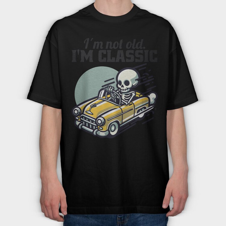 Classic Skeleton Car, Tricou Oversize Barbati (Unisex)