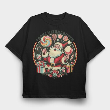 German Christmas Cotton Candy Santa, Tricou Oversize Barbati (Unisex)
