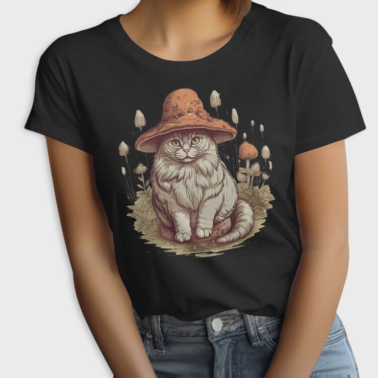 Mushroom Cat Hat, Tricou Femei