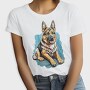 German Shepherd Portrait, Tricou Femei