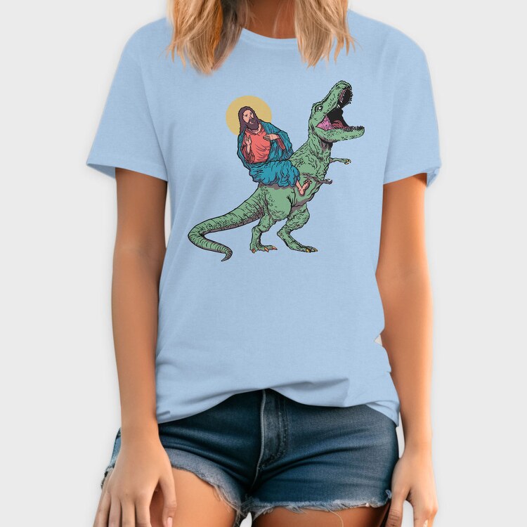 Jesus And T Rex Funny, Tricou Barbati (Unisex)