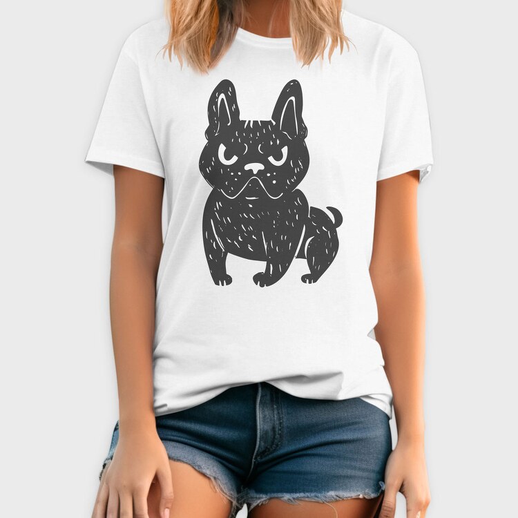 Angry French Bulldog Dog Doodle French Dog, Tricou Barbati (Unisex)