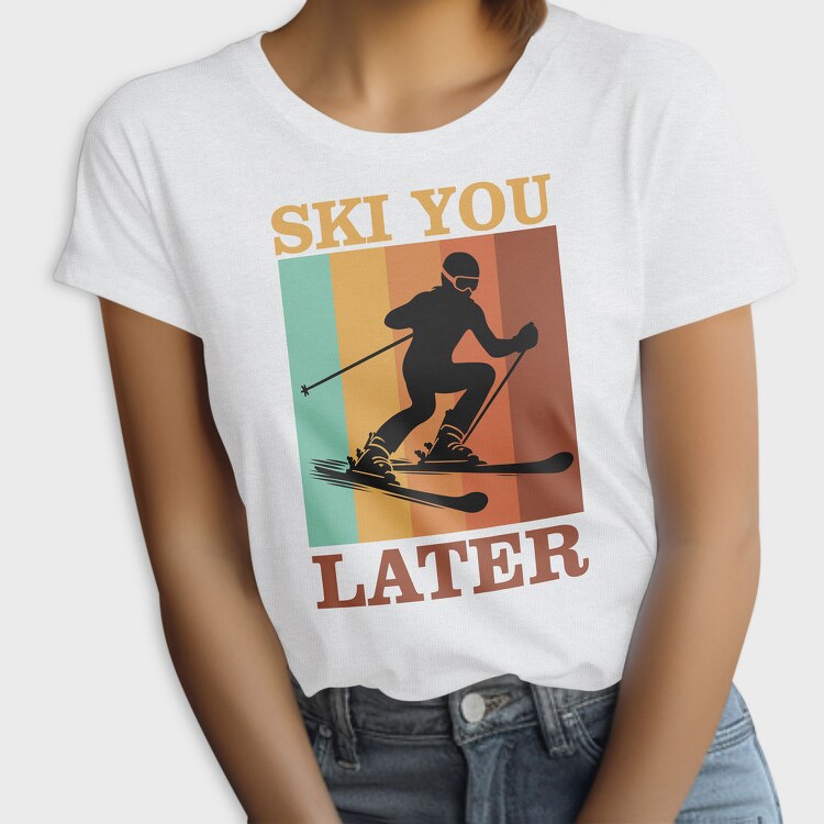 Retro Ski Sky Quote, Tricou Femei