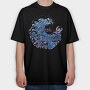 Wave With Koi Fishes, Tricou Oversize Barbati (Unisex)