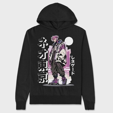 Anime Pink Hair Character, Hanorac Oversize Barbati (Unisex)