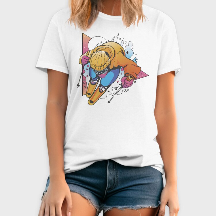 Retro Ski Triangle, Tricou Barbati (Unisex)