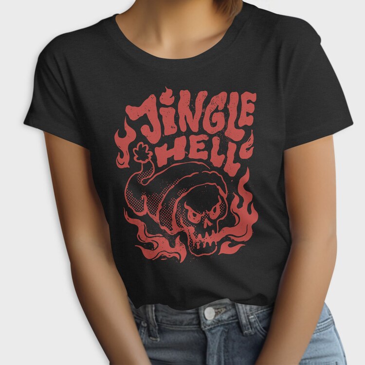 Jingle Hell Anti Christmas Skull, Tricou Femei