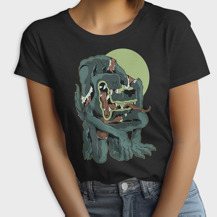 Werewolf Cartoon Halloween Wolf Moon, Tricou Femei