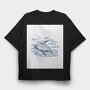 Whale Ocean Illustration, Tricou Oversize Barbati (Unisex)