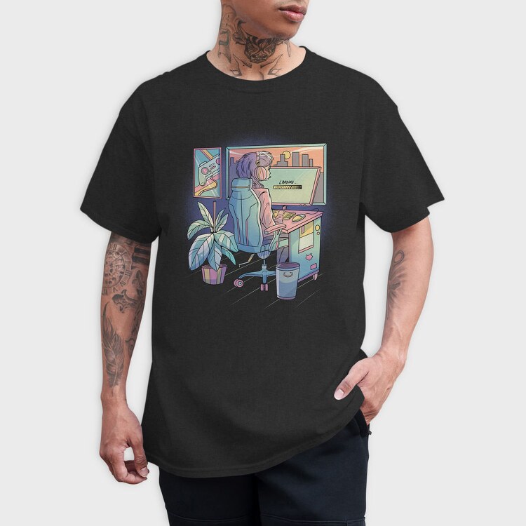 Anime Gamer Girl Vaporwave, Tricou Barbati (Unisex)