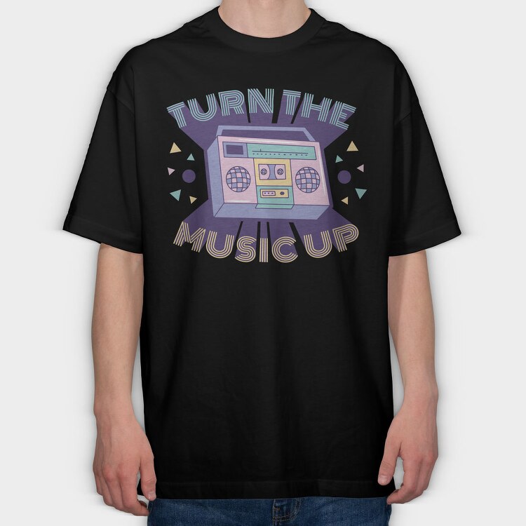 Turn The Music Up Vaporwave Radio, Tricou Oversize Barbati (Unisex)
