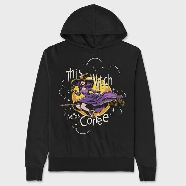 This Witch Needs Cofee, Hanorac Oversize Barbati (Unisex)