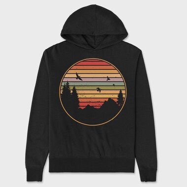 Hanorac Barbati (Unisex), Mountains and Tree Retro Sunset