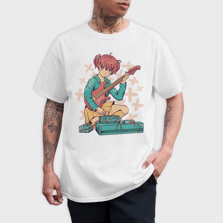 Anime Girl Electric Guitar Pedals, Tricou Barbati (Unisex)