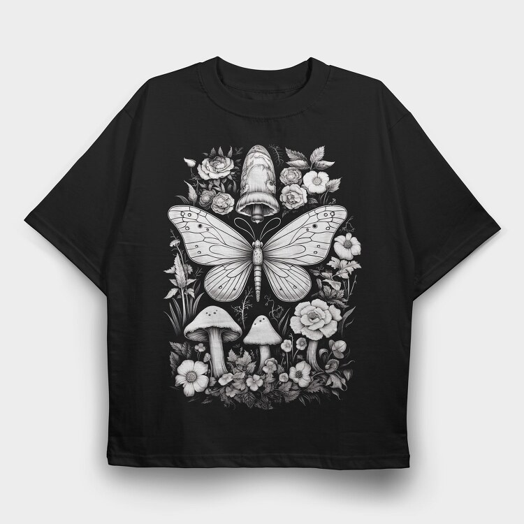 Whimsical Cottagecore Moth, Tricou Oversize Barbati (Unisex)