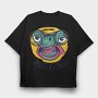 Turtle Animal With Glasses Smart Ass Hell, Tricou Oversize Barbati (Unisex)