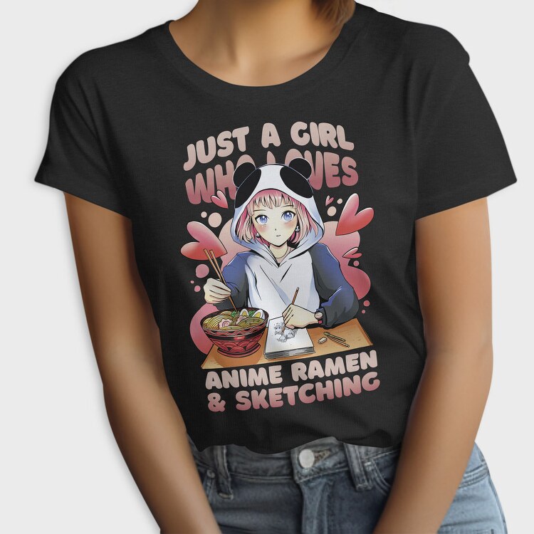 Anime Girl Ramen And Sketching, Tricou Femei