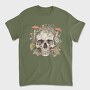Skull With Mushrooms and Flowers, Tricou Barbati (Unisex)