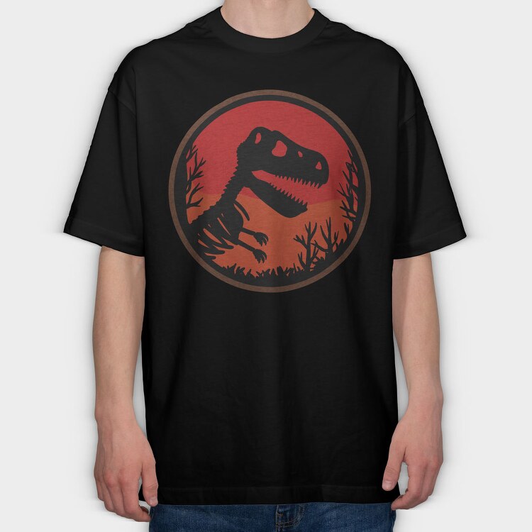 Jurassic Dinosaur Skeleton, Tricou Oversize Barbati (Unisex)