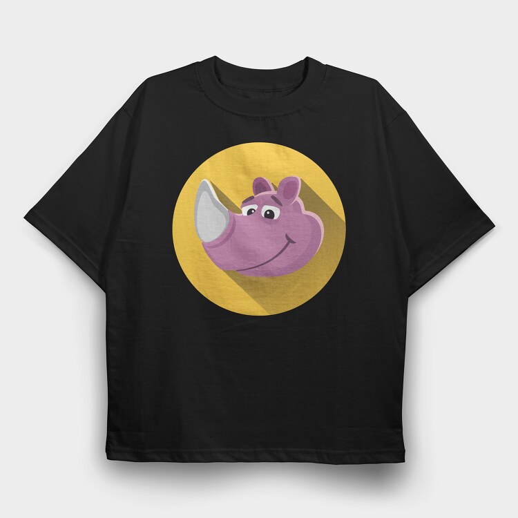 Rhino Smiley, Tricou Oversize Barbati (Unisex)