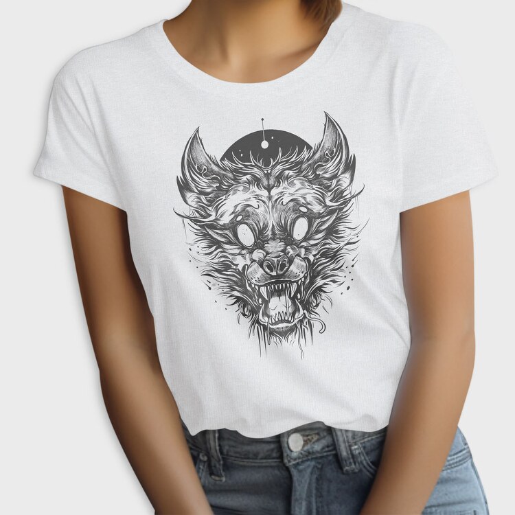 White Eyes Wolf Creature Goth, Tricou Femei