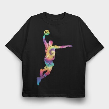 Tye Dye Basketball Player, Tricou Oversize Barbati (Unisex)