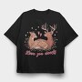 Deer In Love Valentine, Tricou Oversize Barbati (Unisex)