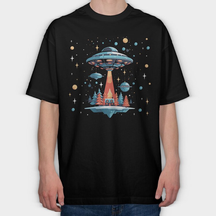 Ufo Christmas Tote, Tricou Oversize Barbati (Unisex)