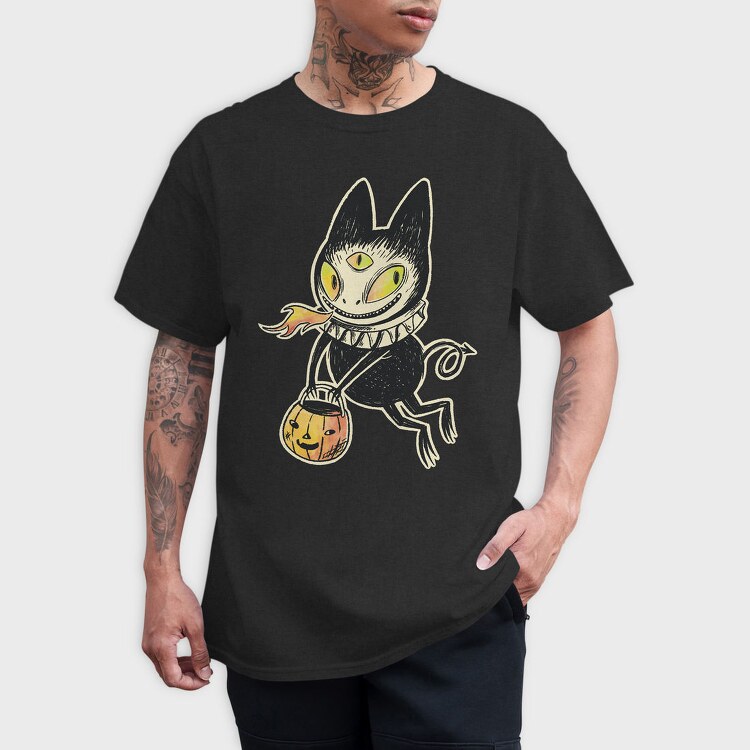 Demon Cat Illustration, Tricou Barbati (Unisex)