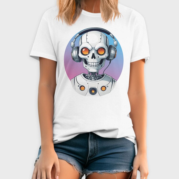 Robot Skull With Headphones, Tricou Barbati (Unisex)