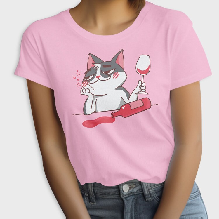 Wine Cat Drunk, Tricou Femei