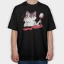 Wine Cat Drunk, Tricou Oversize Barbati (Unisex)