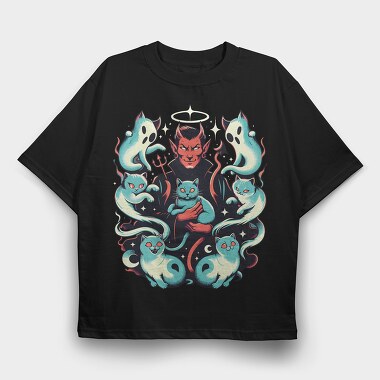 Devil And Ghost Cats, Tricou Oversize Barbati (Unisex)