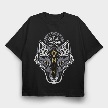 Norse Viking Wolf, Tricou Oversize Barbati (Unisex)
